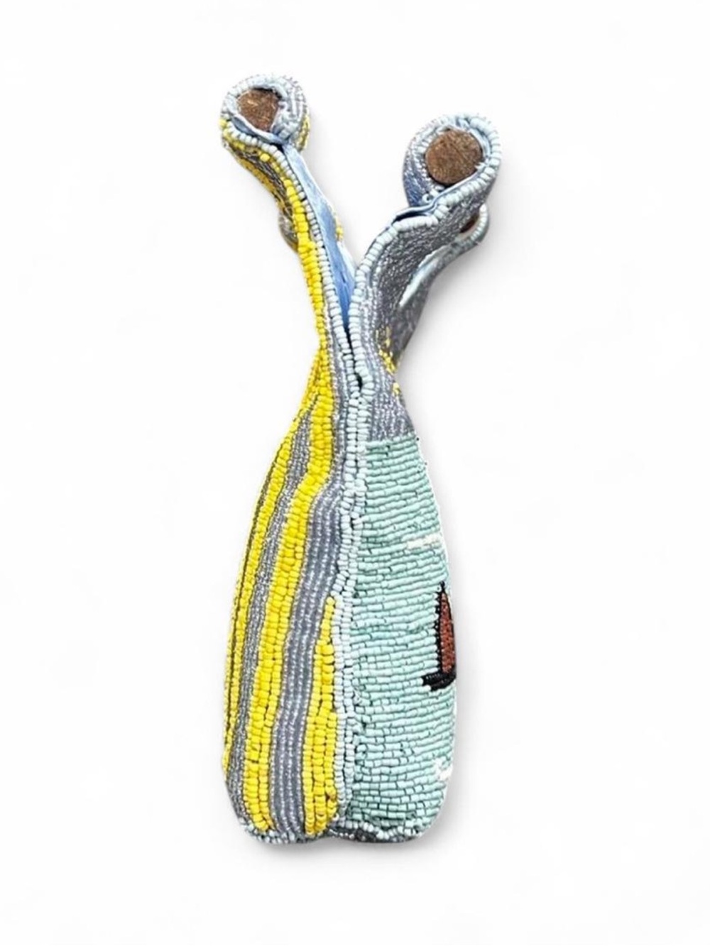Made in India Amalfi Coast Beaded clutch with Bamboo Handle - Picture 4 of 6